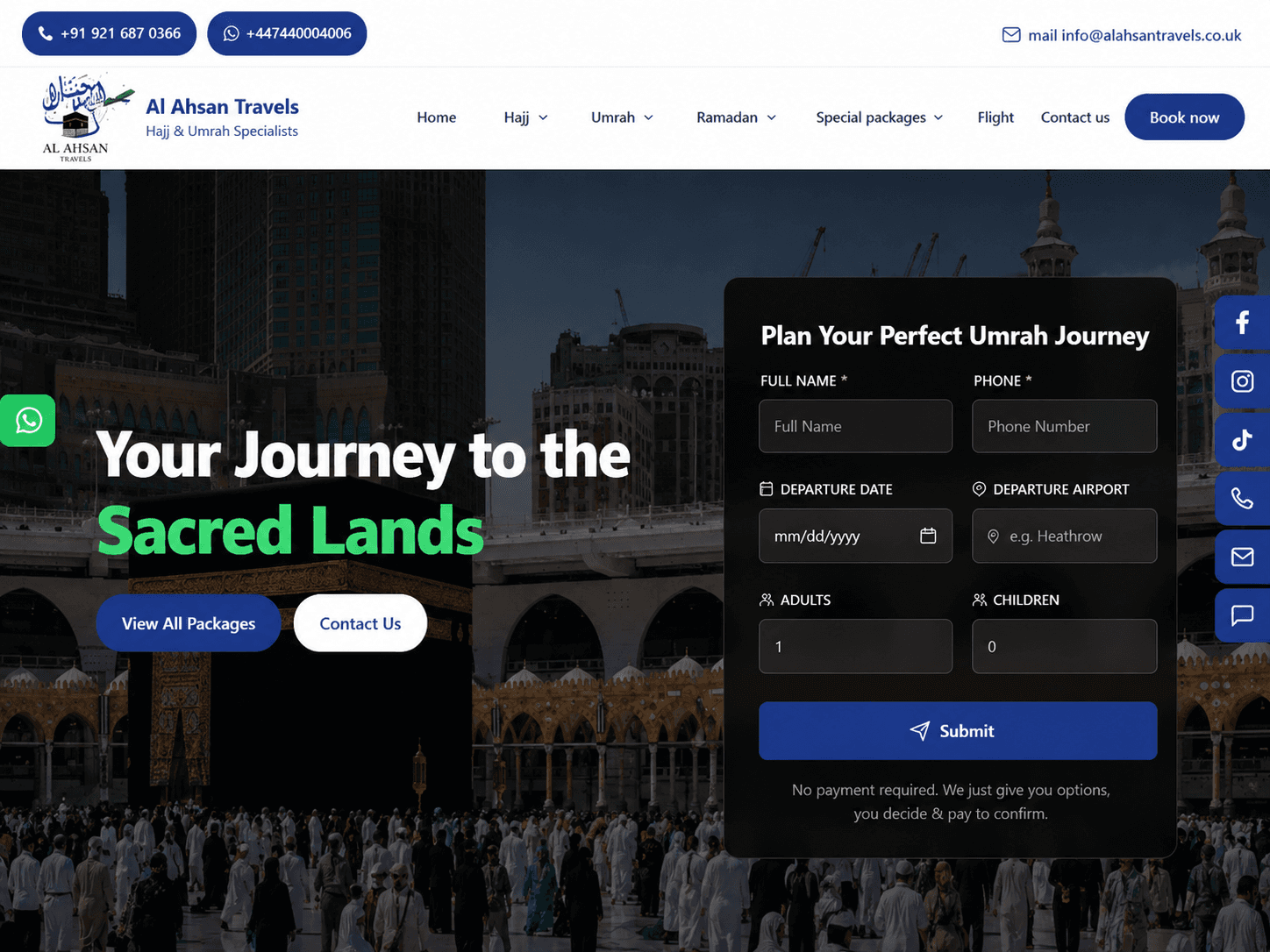Al Ahsan Travels (Hajj & Umrah) — Express & NestJS project screenshot